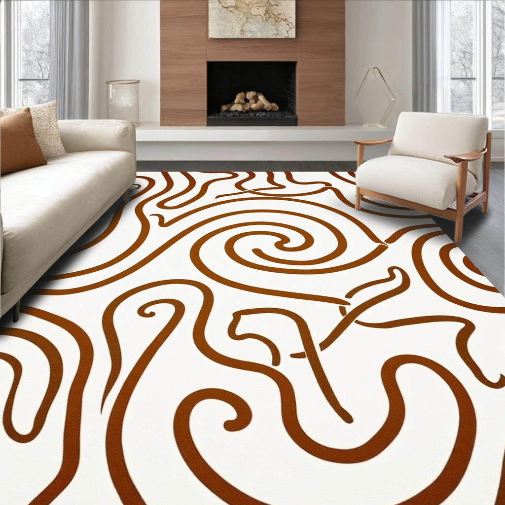 Abstract Swirls Warm Tones Pattern Rug