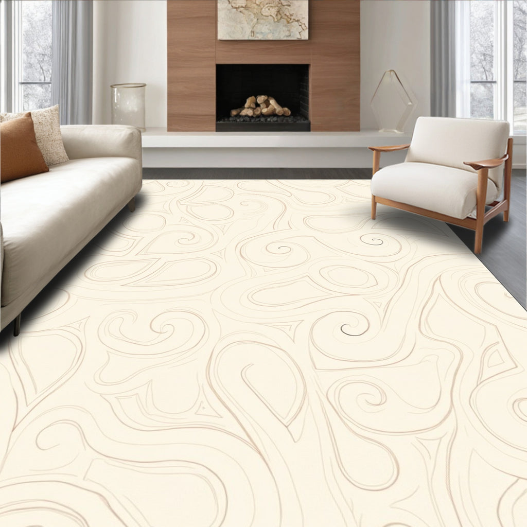 Abstract Swirls Geometric Forms Rug