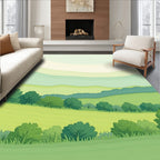 Verdant Rolling Hills Landscape Design Rug