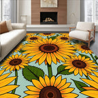 Floral Yellow Sunflower Pattern Rug
