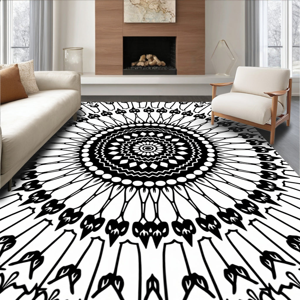 Radiating Floral Mandala Pattern Rug