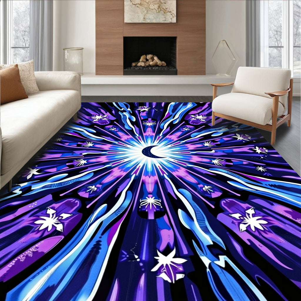Celestial Midnight Blue Starry Rug
