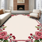 Pink Floral Botanical Square Rug