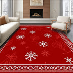 Red Snowflake Leaf Pattern Rug