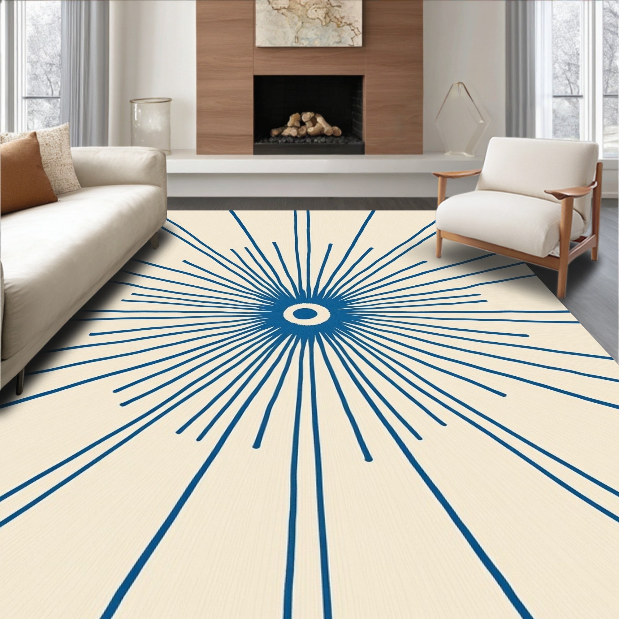 Sunburst Rays Pattern Design Rug