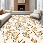 Botanical Line Art Abstract Cream Brown Rug
