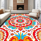 Colorful Sunburst Mandala Pattern Rug