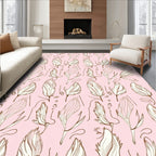 Delicate Feather Line Art Pattern Rug