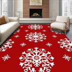 Winter Snowflake Pattern on Red Rug