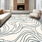 Abstract Swirl Blue Lines Rug