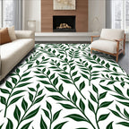 Forest Green Leafy Branch Pattern Rug