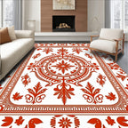 Red Floral Classic Medallion Design Rug