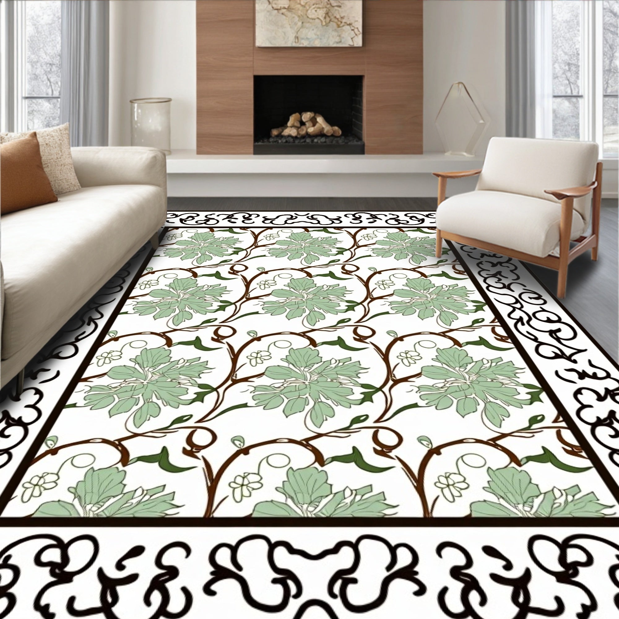 Vintage Floral Vine Pattern Rug