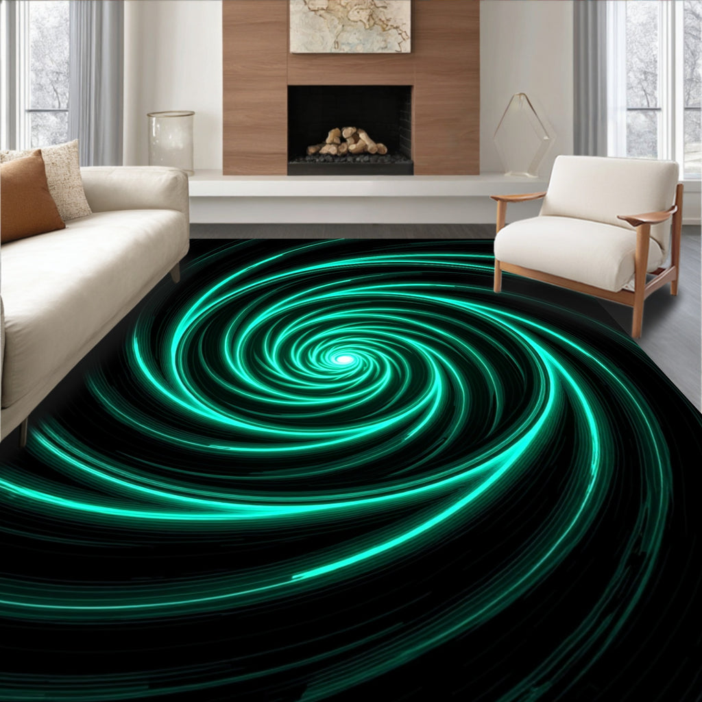 Abstract Neon Swirl Pattern Rug