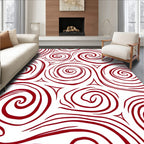 Deep Red Swirl Pattern Design Rug