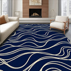 Navy Swirling Abstract Rope Pattern Rug