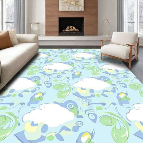 Abstract Cloud Swirl Pattern Rug