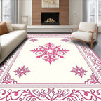 Pink Floral Filigree Repeating Pattern Rug