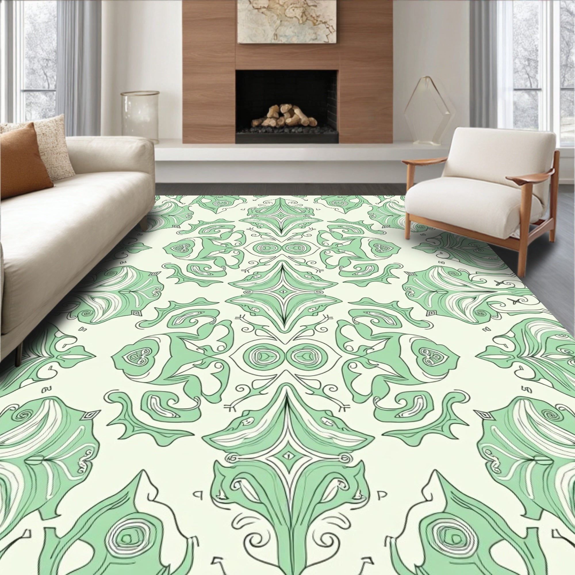 Elegant Abstract Floral Pattern Rug