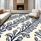Navy Vine Scroll Pattern Rug