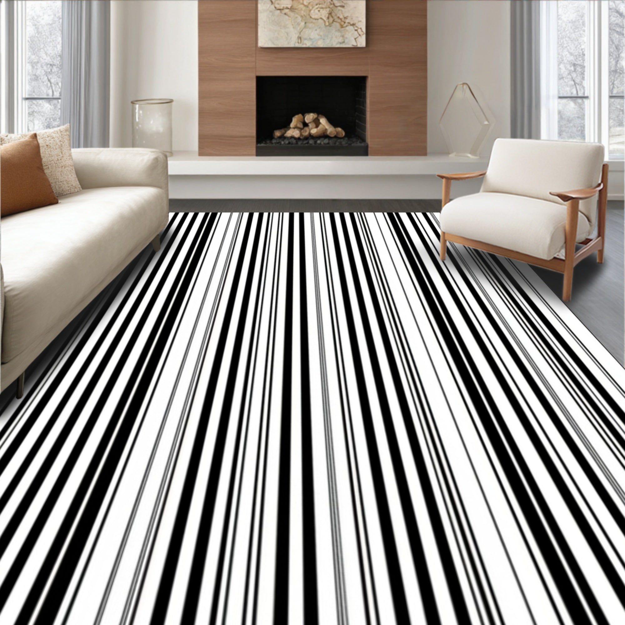 Bold Vertical Stripe Pattern Rug