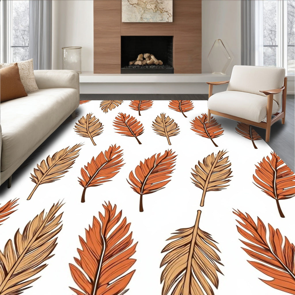 Autumn Feather Pattern Design Rug