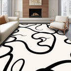 Organic Black White Swirl Pattern Rug