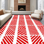 Red And White Striped Optical Illusion Rug