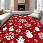 Festive Snowman Snowflake Pattern Rug