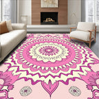 Pretty Pink Floral Mandala Rug