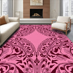 Elegant Pink Floral Swirl Pattern Rug