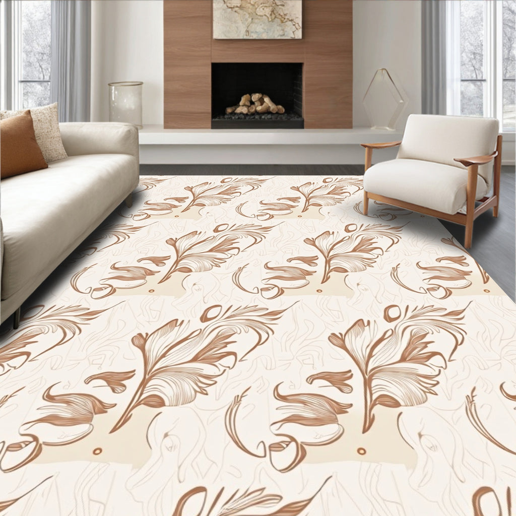 Feathered Swirls And Lines Design Rug