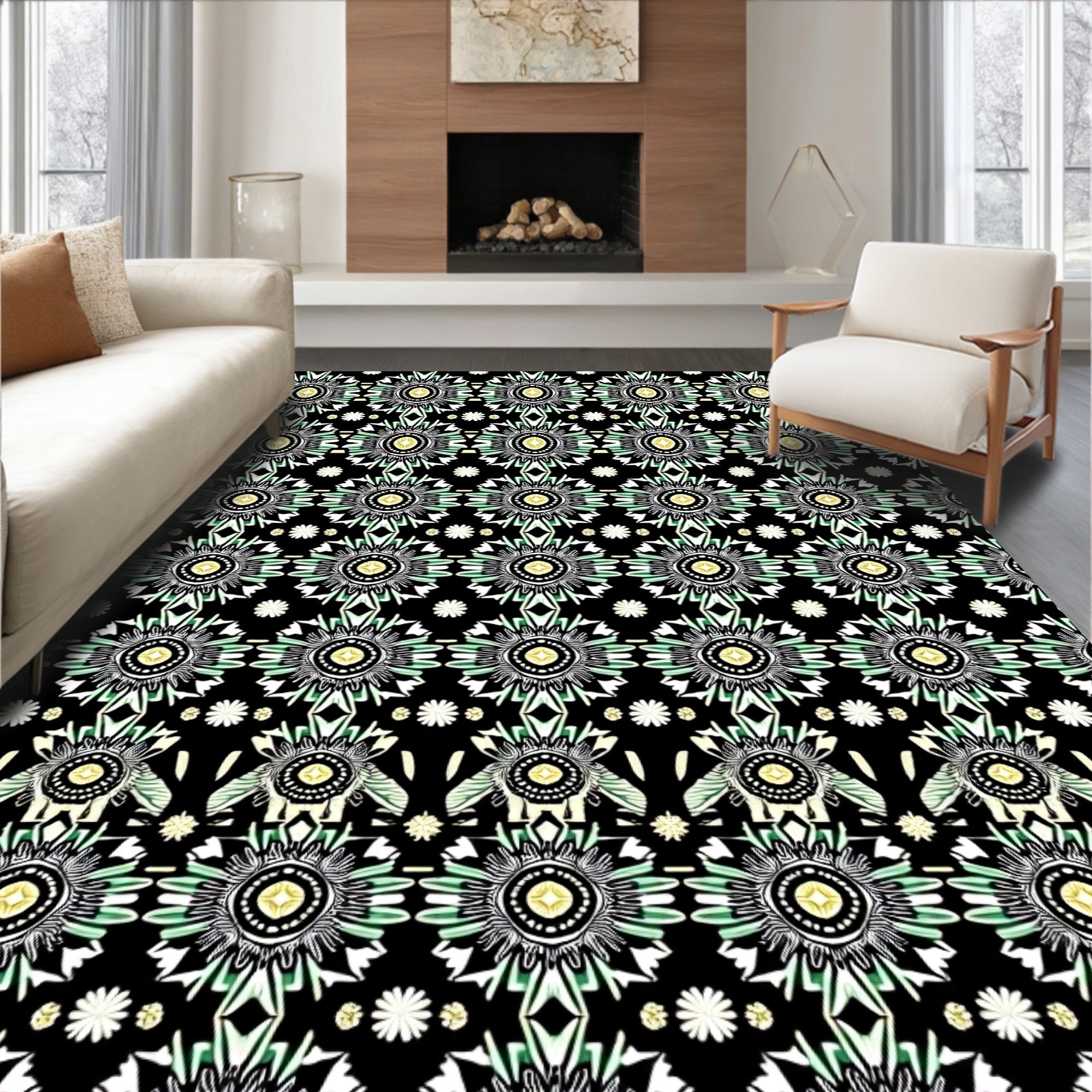 Intricate Floral Abstract Pattern Design Rug