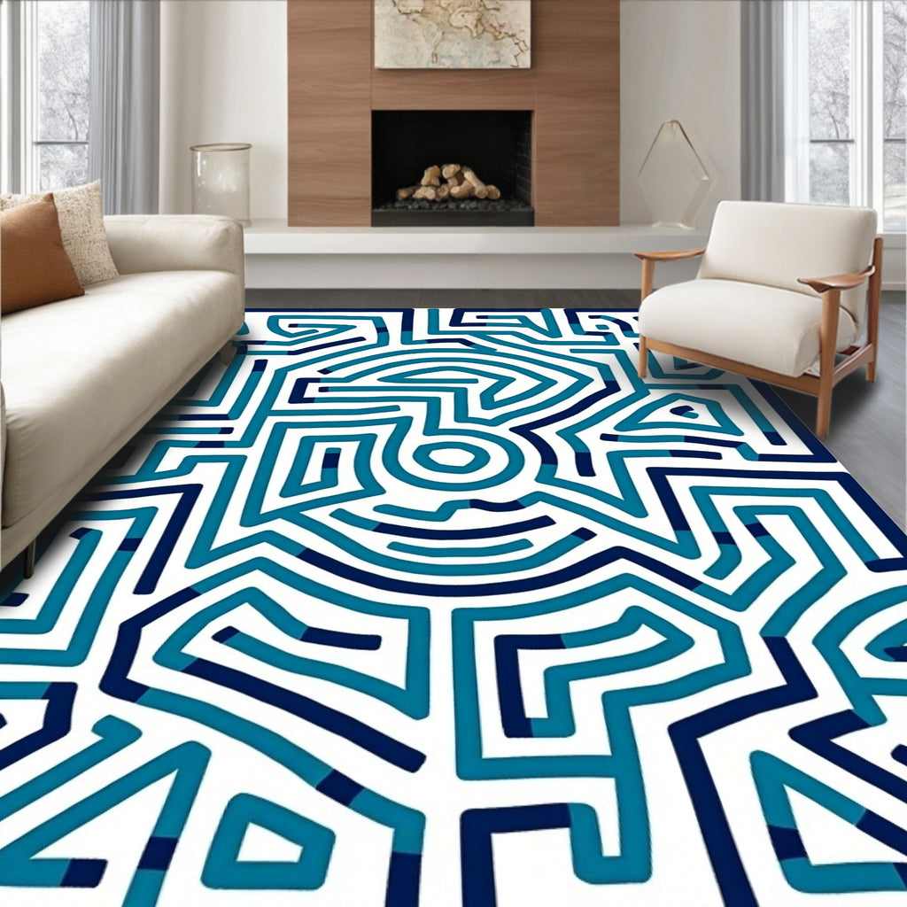 Abstract Maze Design Rug
