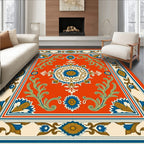Traditional Floral Medallion Orange Rug