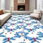 Blue Snowman Berry Garland Repeats Rug