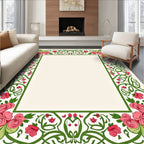 Floral Vine Frame With Roses Design Rug