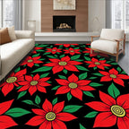 Vibrant Red Floral Garden Background Rug
