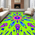 Bold Neon Symmetrical Starburst Design Rug