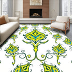 Vibrant Yellow Blue floral pattern Rug