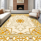 Golden Floral Medallion Bordered Rug