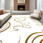 Elegant Gold Swirls on White Pattern Rug