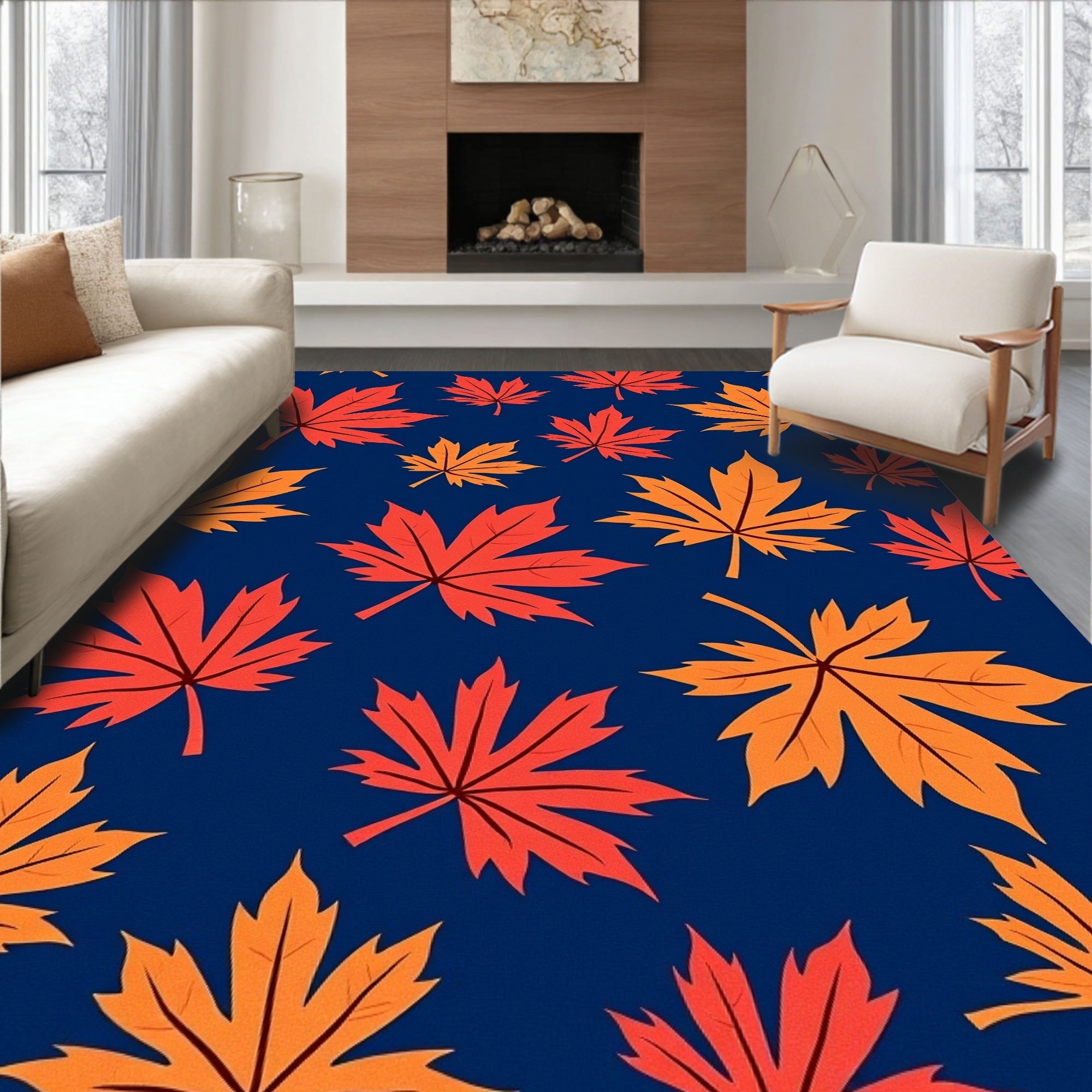 Autumn Leaves Pattern Rug