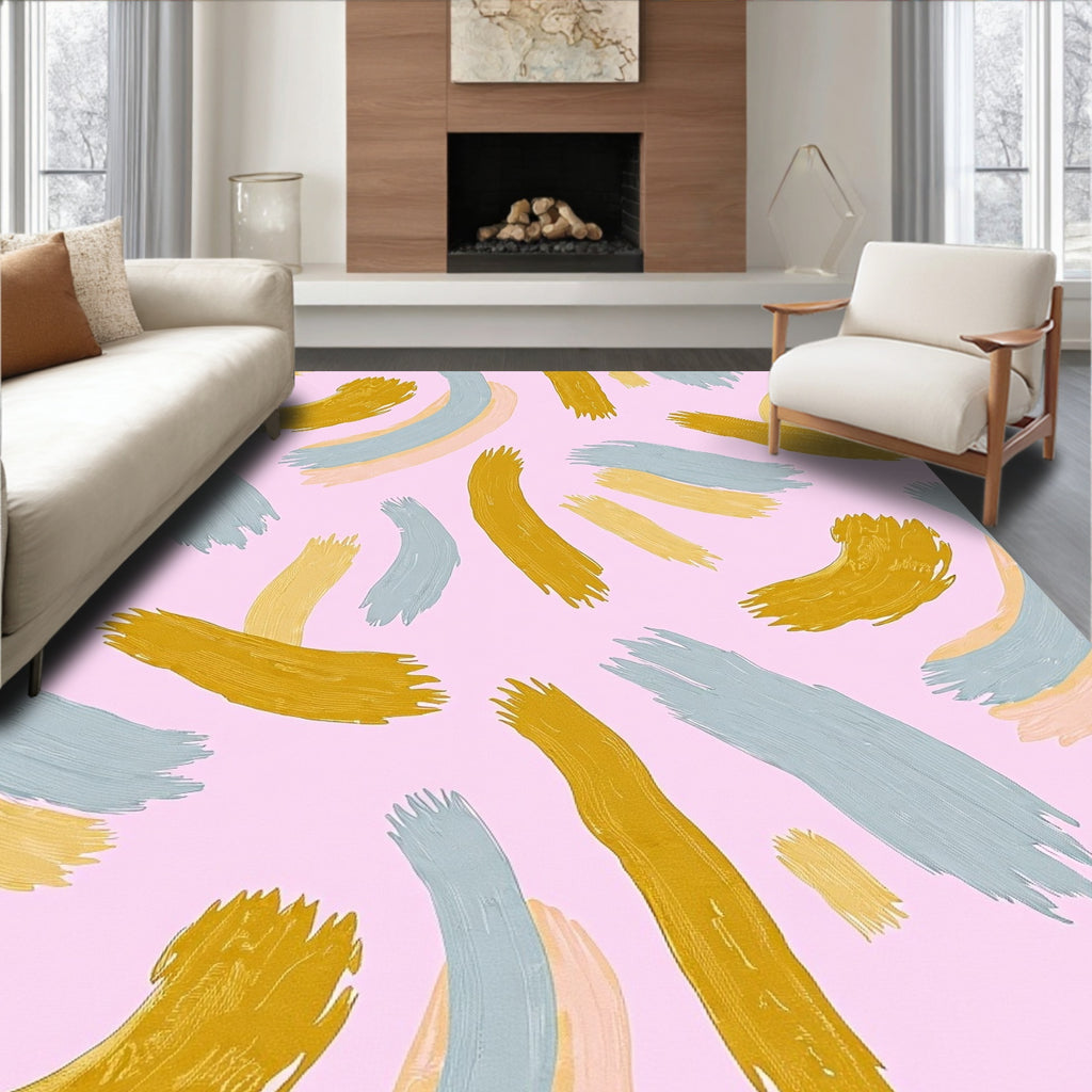 Abstract Brush Stroke Swirl Pattern Rug