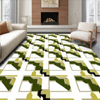 Geometric Angles With Olive Accents Rug
