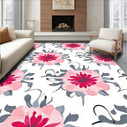 Delicate Pink Floral Brushstroke Pattern Rug