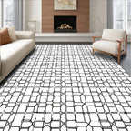 Abstract Black White Geometric Net Rug