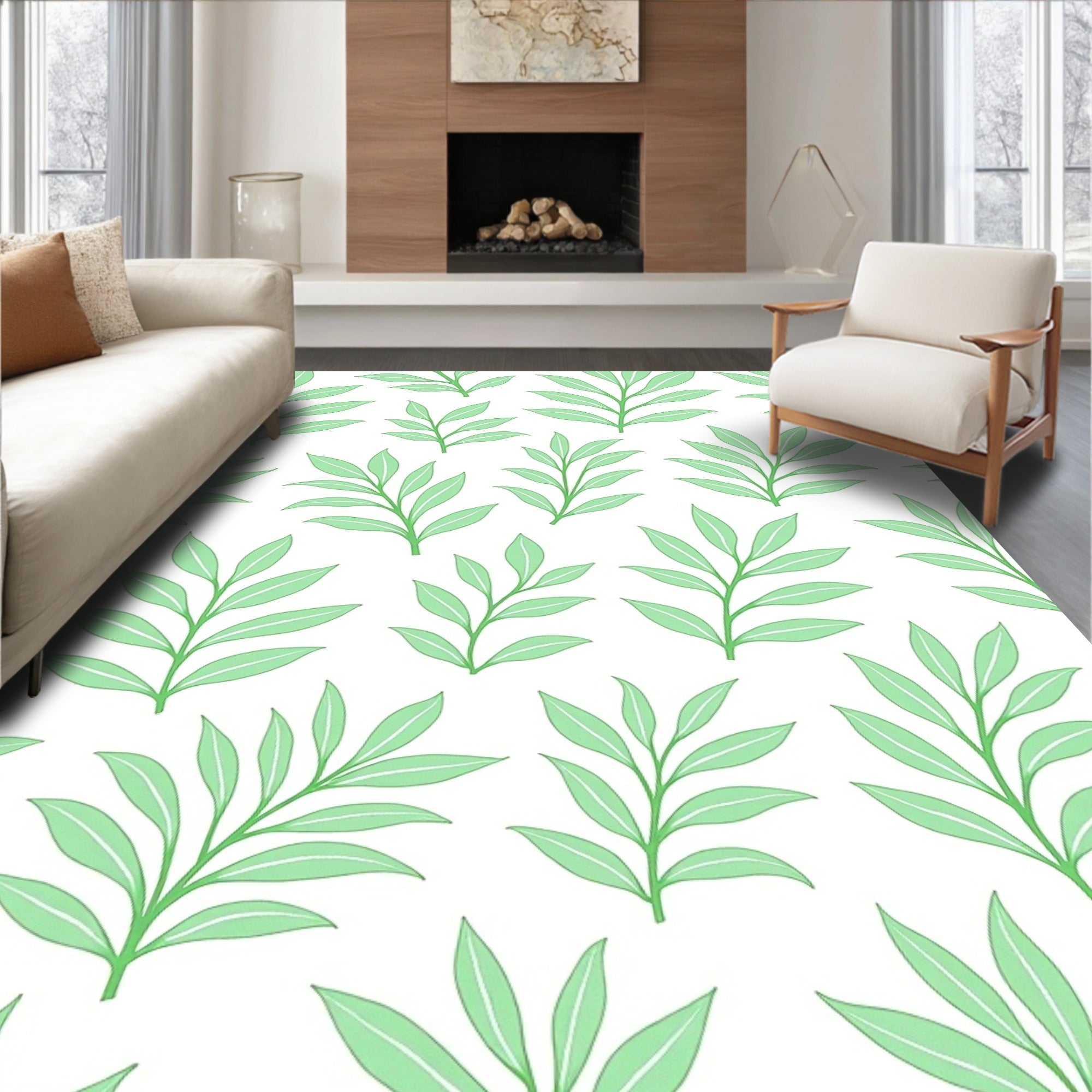 Simple Leaf Pattern Design Rug