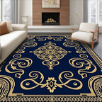 Opulent Gold Arabesque Navy Rug