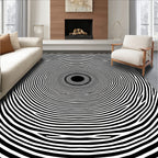 Concentric Black White Optical Rug
